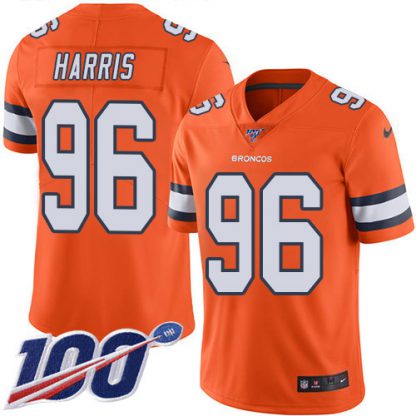 Nike Denver Broncos #96 Shelby Harris Orange Youth Stitched NFL Limited Rush 100th Season Jersey