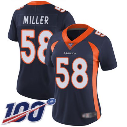 Nike Denver Broncos #58 Von Miller Navy Blue Alternate Women's Stitched NFL 100th Season Vapor Limited Jersey