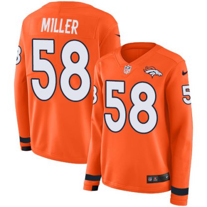 Nike Denver Broncos #58 Von Miller Orange Team Color Women's Stitched NFL Limited Therma Long Sleeve Jersey