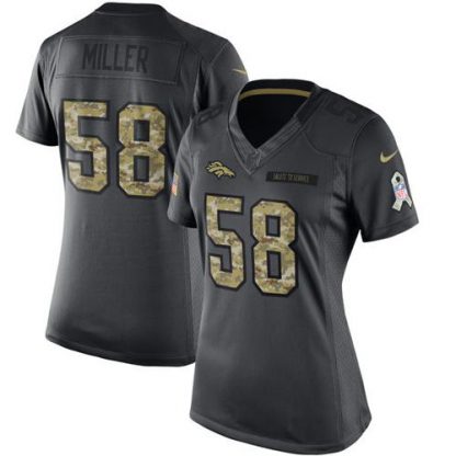 Nike Denver Broncos #58 Von Miller Black Women's Stitched NFL Limited 2016 Salute to Service Jersey