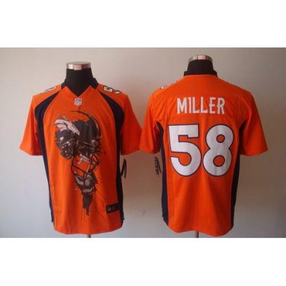 Nike Denver Broncos #58 Von Miller Orange Team Color Men's Stitched NFL Helmet Tri-Blend Limited Jersey