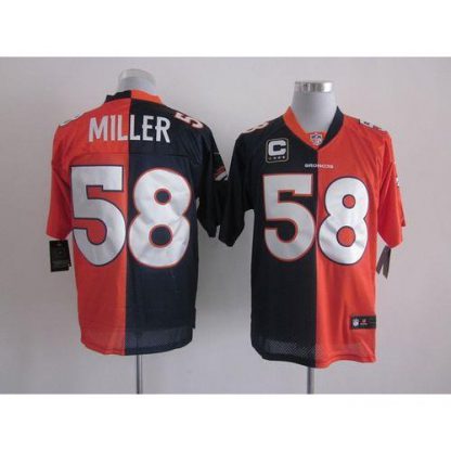Nike Denver Broncos #58 Von Miller Orange/Navy Blue Men's Stitched NFL Elite Split Jersey
