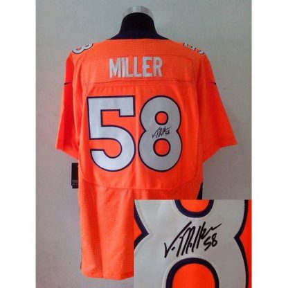 Nike Denver Broncos #58 Von Miller Orange Team Color Men's Stitched NFL Elite Autographed Jersey
