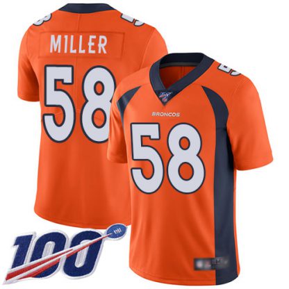 Nike Denver Broncos #58 Von Miller Orange Team Color Men's Stitched NFL 100th Season Vapor Limited Jersey