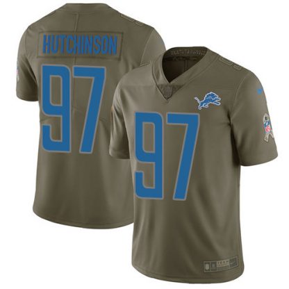 Nike Detroit Lions #97 Aidan Hutchinson Olive Men's Stitched NFL Limited 2017 Salute To Service Jersey