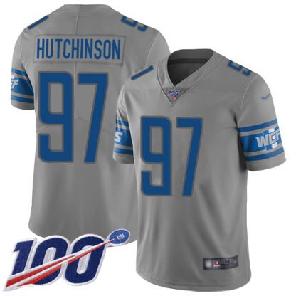 Nike Detroit Lions #97 Aidan Hutchinson Gray Men's Stitched NFL Limited Inverted Legend 100th Season Jersey
