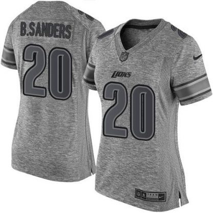 Nike Detroit Lions #20 Barry Sanders Gray Women's Stitched NFL Limited Gridiron Gray Jersey