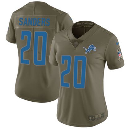 Nike Detroit Lions #20 Barry Sanders Olive Women's Stitched NFL Limited 2017 Salute to Service Jersey
