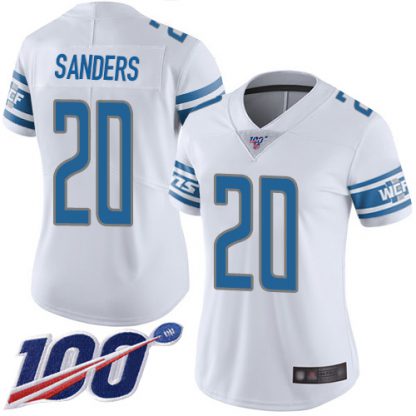 Nike Detroit Lions #20 Barry Sanders White Women's Stitched NFL 100th Season Vapor Limited Jersey