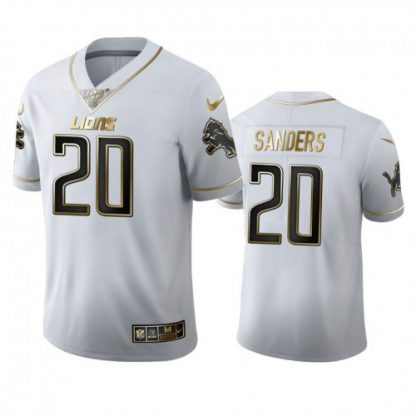 Detroit Detroit Lions #20 Barry Sanders Men's Nike White Golden Edition Vapor Limited NFL 100 Jersey
