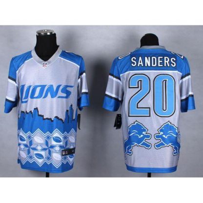 Nike Detroit Lions #20 Barry Sanders Blue Men's Stitched NFL Elite Noble Fashion Jersey