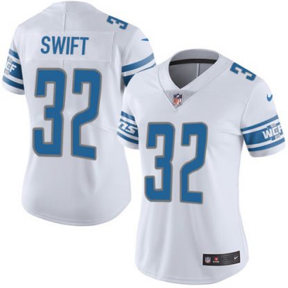 Nike Detroit Lions #32 D'Andre Swift White Women's Stitched NFL Vapor Untouchable Limited Jersey