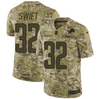 Nike Detroit Lions #32 D'Andre Swift Camo Youth Stitched NFL Limited 2018 Salute To Service Jersey