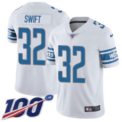 Nike Detroit Lions #32 D'Andre Swift White Youth Stitched NFL 100th Season Vapor Untouchable Limited Jersey