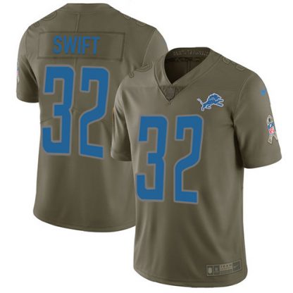 Nike Detroit Lions #32 D'Andre Swift Olive Men's Stitched NFL Limited 2017 Salute To Service Jersey