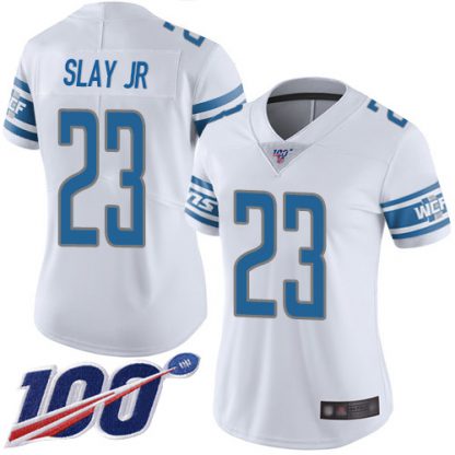 Nike Detroit Lions #23 Darius Slay Jr White Women's Stitched NFL 100th Season Vapor Limited Jersey