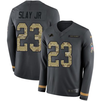 Nike Detroit Lions #23 Darius Slay Jr Anthracite Salute to Service Youth Stitched NFL Limited Therma Long Sleeve Jersey