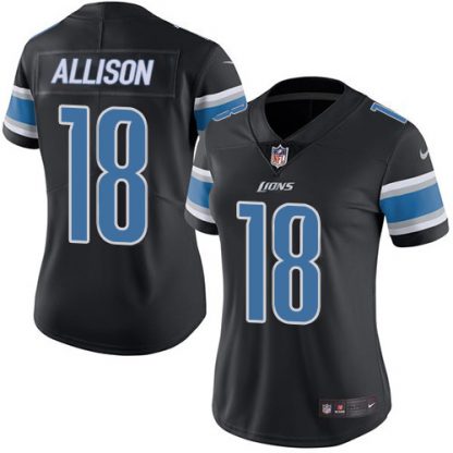 Nike Detroit Lions #18 Geronimo Allison Black Women's Stitched NFL Limited Rush Jersey