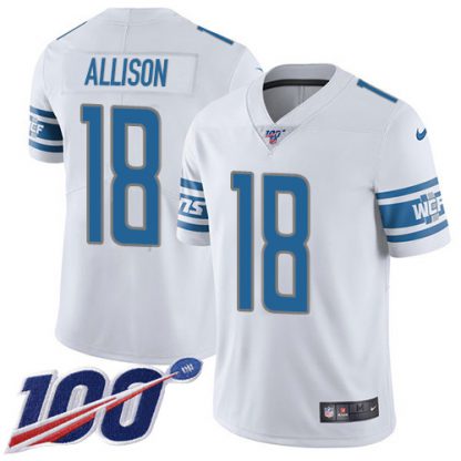 Nike Detroit Lions #18 Geronimo Allison White Youth Stitched NFL 100th Season Vapor Untouchable Limited Jersey