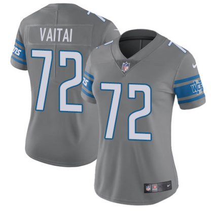 Nike Detroit Lions #72 Halapoulivaati Vaitai Gray Women's Stitched NFL Limited Rush Jersey