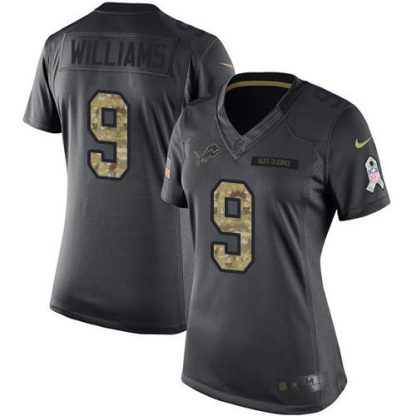 Nike Detroit Lions #9 Jameson Williams Black Women's Stitched NFL Limited 2016 Salute to Service Jersey