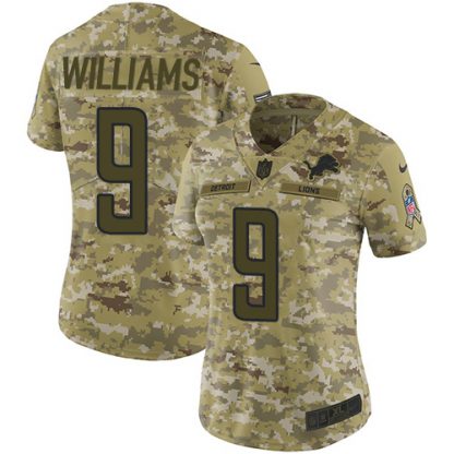 Nike Detroit Lions #9 Jameson Williams Camo Women's Stitched NFL Limited 2018 Salute To Service Jersey