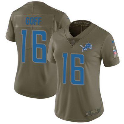 Detroit Detroit Lions #16 Jared Goff Olive Women's Stitched NFL Limited 2017 Salute To Service Jersey