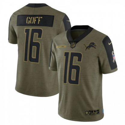 Detroit Detroit Lions #16 Jared Goff Olive Nike 2021 Salute To Service Limited Player Jersey
