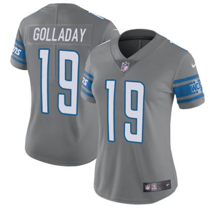 Nike Detroit Lions #19 Kenny Golladay Gray Women's Stitched NFL Limited Rush Jersey