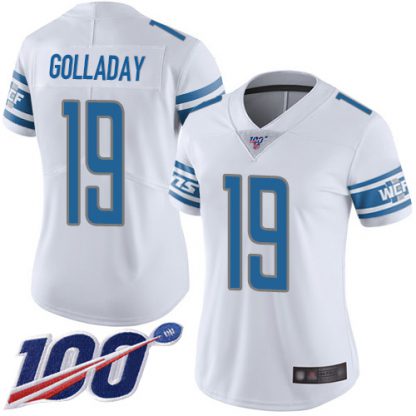 Nike Detroit Lions #19 Kenny Golladay White Women's Stitched NFL 100th Season Vapor Limited Jersey