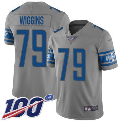 Nike Detroit Lions #79 Kenny Wiggins Gray Men's Stitched NFL Limited Inverted Legend 100th Season Jersey