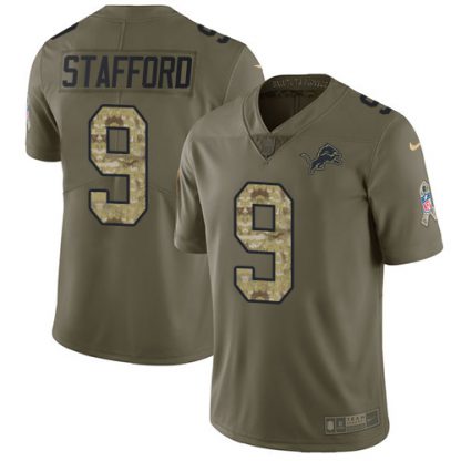 Nike Detroit Lions #9 Matthew Stafford Olive/Camo Men's Stitched NFL Limited 2017 Salute To Service Jersey