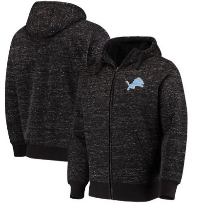 Men's Detroit Detroit Lions G-III Sports by Carl Banks Heathered Black Discovery Sherpa Full-Zip Jacket