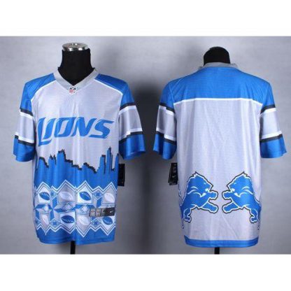 Nike Detroit Lions Blank Blue Men's Stitched NFL Elite Noble Fashion Jersey