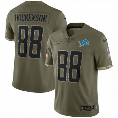 Detroit Detroit Lions #88 T.J. Hockenson Nike Men's 2022 Salute To Service Limited Jersey - Olive