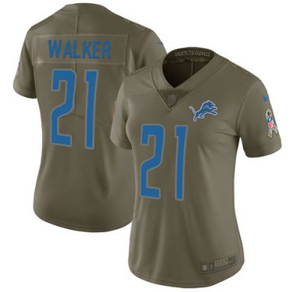 Nike Detroit Lions #21 Tracy Walker Olive Women's Stitched NFL Limited 2017 Salute to Service Jersey