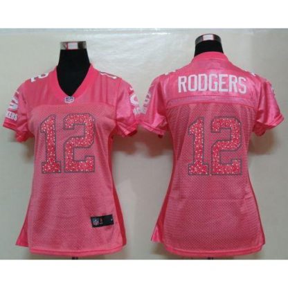 Nike Green Bay Packers #12 Aaron Rodgers Pink Sweetheart Women's NFL Game Jersey