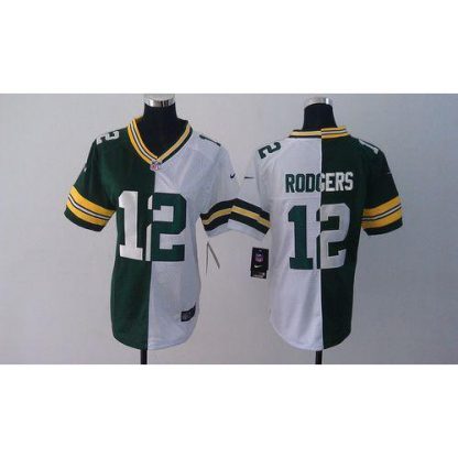 Nike Green Bay Packers #12 Aaron Rodgers Green/White Women's Stitched NFL Elite Split Jersey