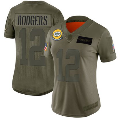 Nike Green Bay Packers #12 Aaron Rodgers Camo Women's Stitched NFL Limited 2019 Salute to Service Jersey