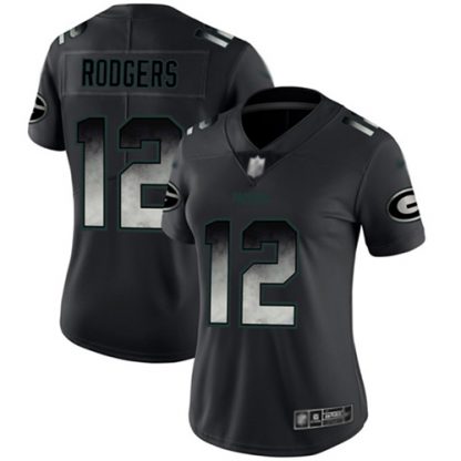 Nike Green Bay Packers #12 Aaron Rodgers Black Women's Stitched NFL Vapor Untouchable Limited Smoke Fashion Jersey
