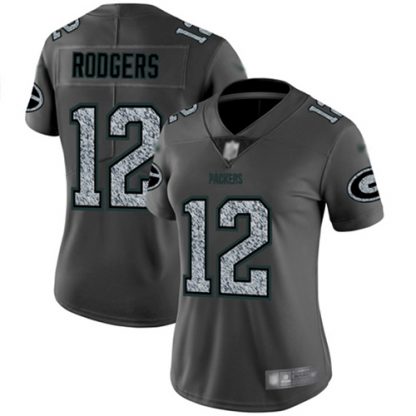 Nike Green Bay Packers #12 Aaron Rodgers Gray Static Women's Stitched NFL Vapor Untouchable Limited Jersey