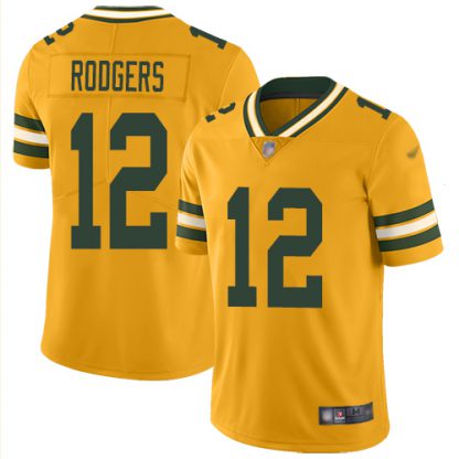 Nike Green Bay Packers #12 Aaron Rodgers Gold Youth Stitched NFL Limited Inverted Legend Jersey
