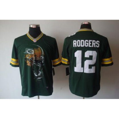 Nike Green Bay Packers #12 Aaron Rodgers Green Team Color Men's Stitched NFL Helmet Tri-Blend Limited Jersey