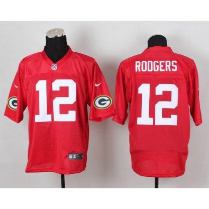 Nike Green Bay Packers #12 Aaron Rodgers Red Men's Stitched NFL Elite QB Practice Jersey