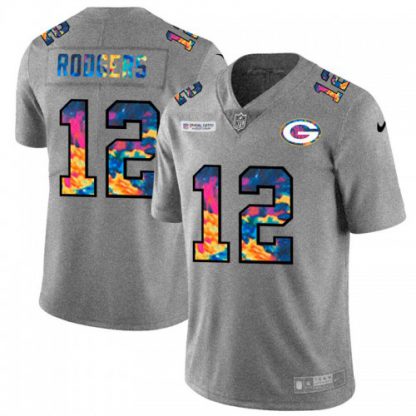 Green Bay Green Bay Packers #12 Aaron Rodgers Men's Nike Multi-Color 2020 NFL Crucial Catch NFL Jersey Greyheather