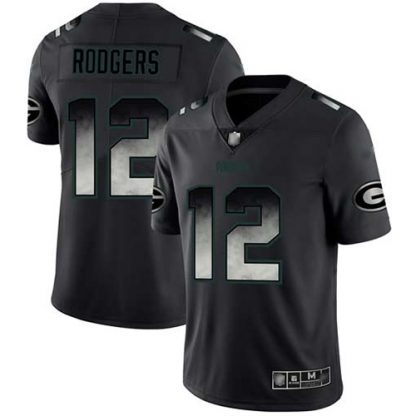 Nike Green Bay Packers #12 Aaron Rodgers Black Men's Stitched NFL Vapor Untouchable Limited Smoke Fashion Jersey