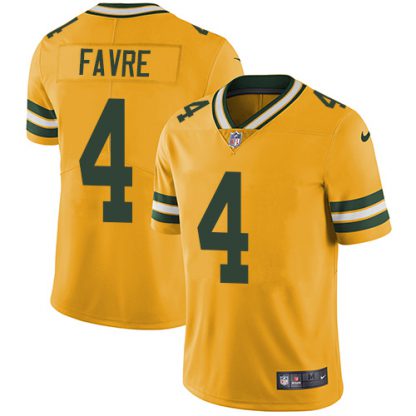 Nike Green Bay Packers #4 Brett Favre Yellow Youth Stitched NFL Limited Rush Jersey