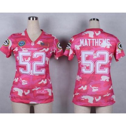 Nike Green Bay Packers #52 Clay Matthews Pink Women's Stitched NFL Elite Camo Fashion Jersey