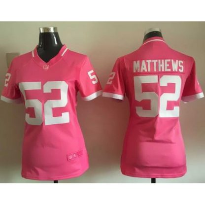 Nike Green Bay Packers #52 Clay Matthews Pink Women's Stitched NFL Elite Bubble Gum Jersey