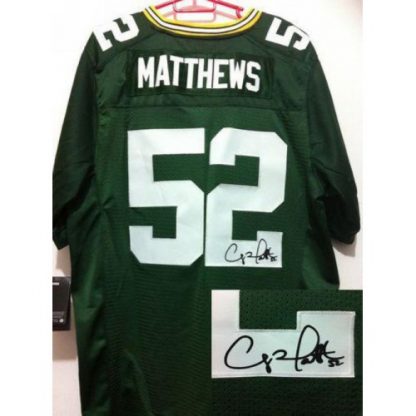 Nike Green Bay Packers #52 Clay Matthews Green Team Color Men's Stitched NFL Elite Autographed Jersey